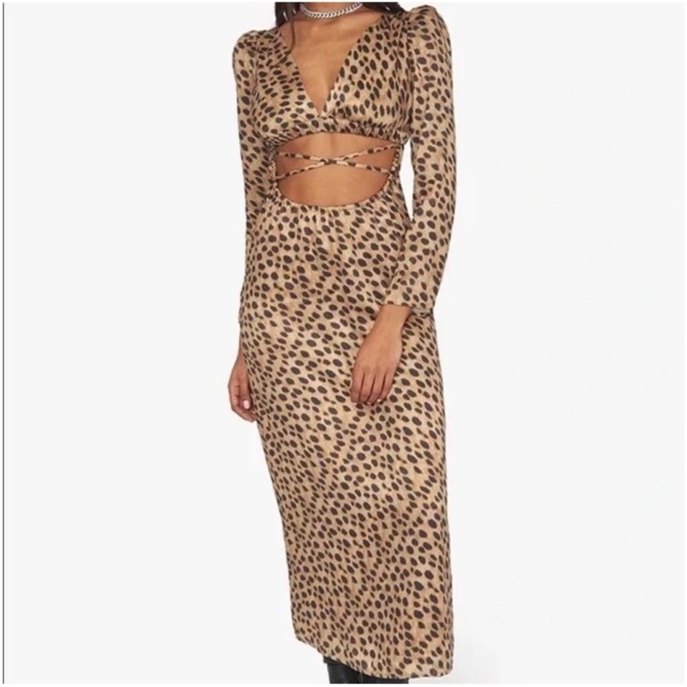 Leopard Print Cut-Out Midi Skirt